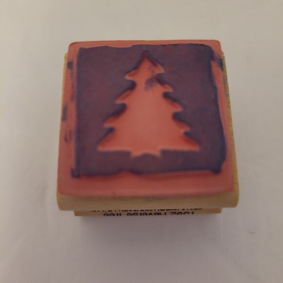 Christmas Lot Of 4 Stamps Wood/Rubber Tree Stocking To/From Pre-Owned - Picture 9 of 13